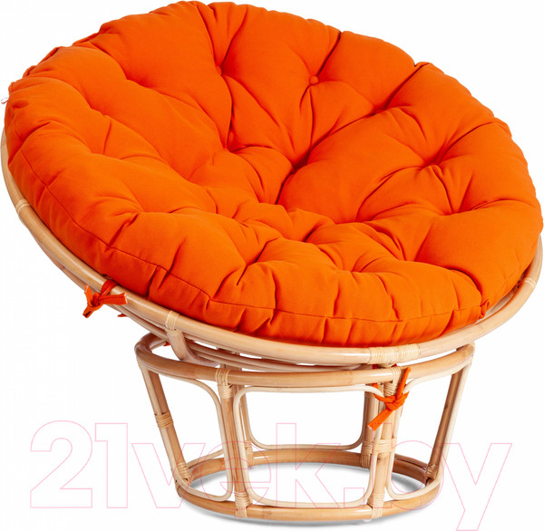 Изображение товара Кресло садовое Tetchair Papasan Eco P115-1/SP STD c подушкой, ремешками (натуральный/ткань оранжевый)