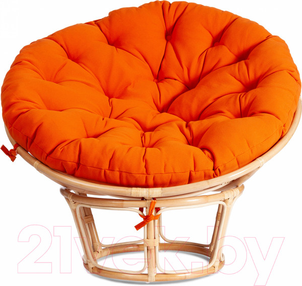 Изображение товара Кресло садовое Tetchair Papasan Eco P115-1/SP STD c подушкой, ремешками (натуральный/ткань оранжевый)