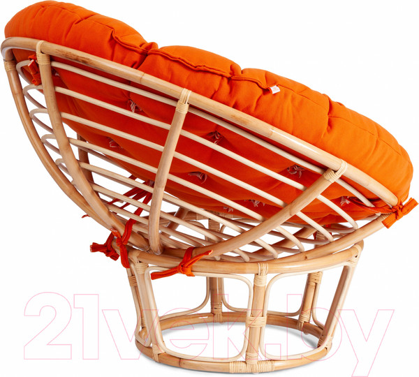 Изображение товара Кресло садовое Tetchair Papasan Eco P115-1/SP STD c подушкой, ремешками (натуральный/ткань оранжевый)