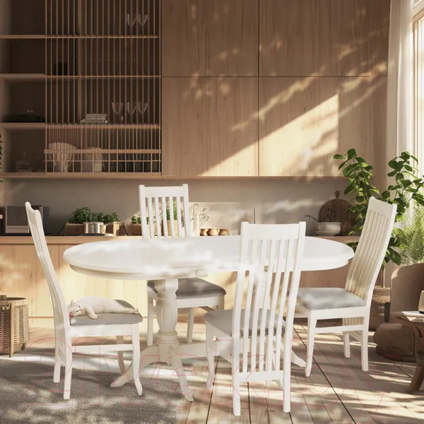 Изображение товара Обеденный стол Tetchair Coppola 140+40x80x77 (бук/Ivory White)