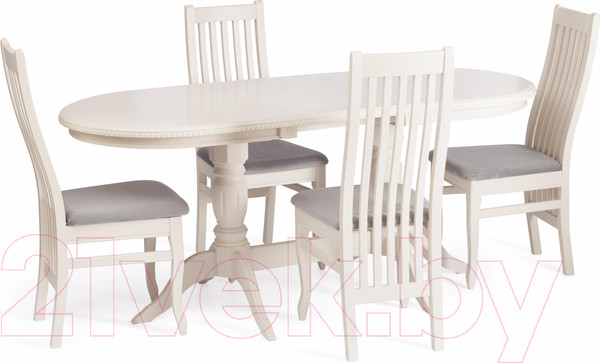 Изображение товара Стул Tetchair Dolce 40x46x100 (бук/Ivory White/велюр/Tenerife Ultimate Grey)