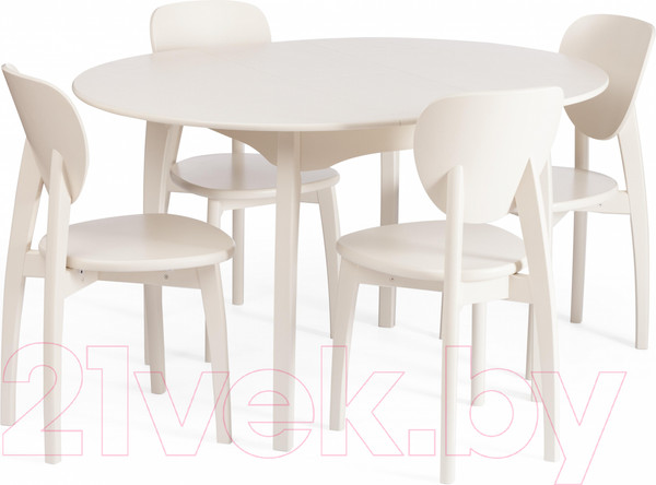 Изображение товара Обеденный стол Tetchair Diamante 100x100+30x75 круглый (бук/Ivory White)