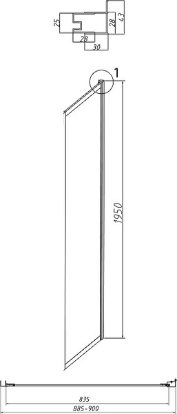 Изображение товара Душевая стенка Grossman Style 90x195 / 200.K33.05.90.10.00 (хром,стекло прозрачное)