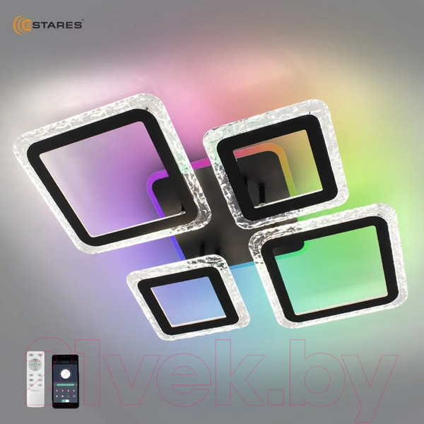 Изображение товара Люстра Estares Oval Ice RGB 75W 5S-APP-725х500х93-BLACK/CLEAR-220-IP20