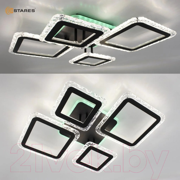 Изображение товара Люстра Estares Oval Ice RGB 75W 5S-APP-725х500х93-BLACK/CLEAR-220-IP20