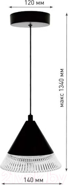 Изображение товара Потолочный светильник Estares Lampa 7W 1R-ON/OFF-140x1340-BLACK/CLEAR-220-IP20