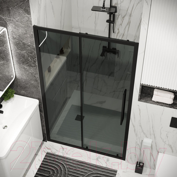 Изображение товара Душевая дверь Grossman Cosmo 100x195 / 100.K33.02.100.21.10 (черный матовый,стекло тонированное)