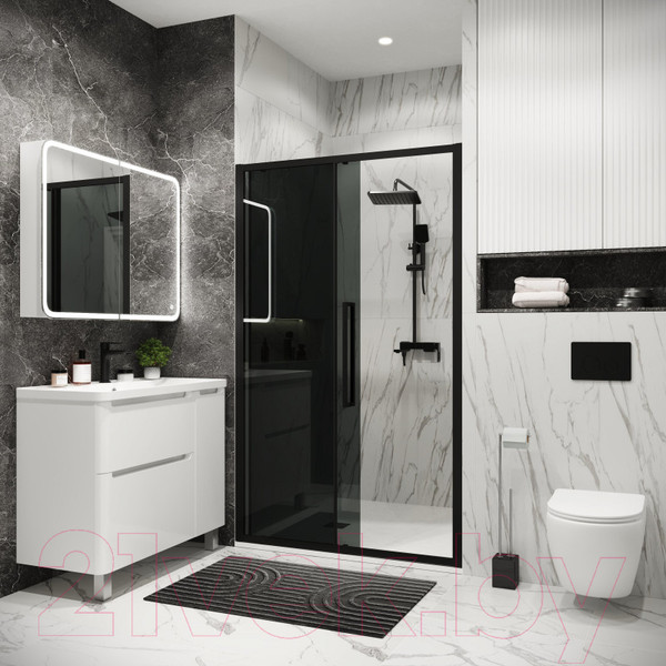 Изображение товара Душевая дверь Grossman Cosmo 100x195 / 100.K33.02.100.21.10 (черный матовый,стекло тонированное)