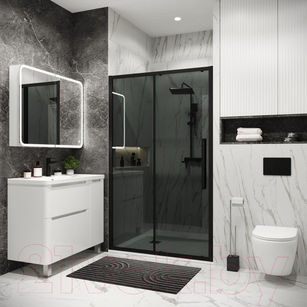 Изображение товара Душевая дверь Grossman Cosmo 100x195 / 100.K33.02.100.21.10 (черный матовый,стекло тонированное)