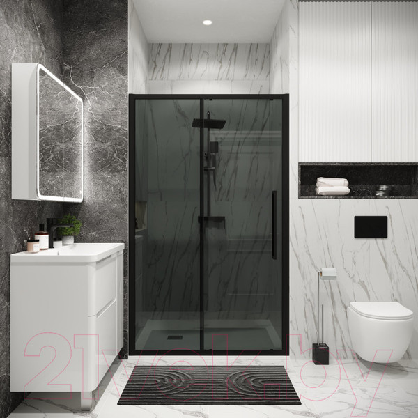 Изображение товара Душевая дверь Grossman Cosmo 100x195 / 100.K33.02.100.21.10 (черный матовый,стекло тонированное)