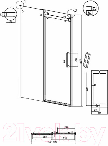 Изображение товара Душевая дверь Grossman Classic 100x195 / 100.K33.04.100.21.10 (черный матовый,стекло тонированное)