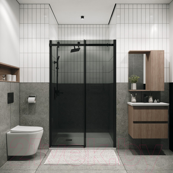 Изображение товара Душевая дверь Grossman Classic 100x195 / 100.K33.04.100.21.10 (черный матовый,стекло тонированное)