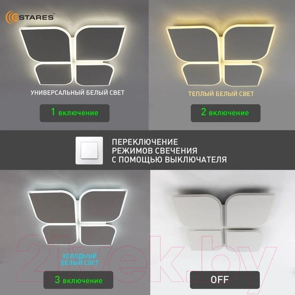 Изображение товара Люстра Estares Aero 70W 4F-ON/OFF-455x455x57-WHITE/WHITE-220-IP20