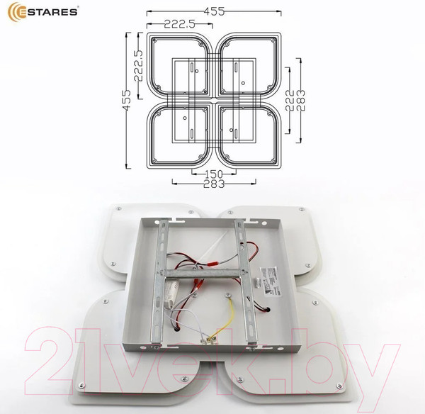 Изображение товара Люстра Estares Aero 70W 4F-ON/OFF-455x455x57-WHITE/WHITE-220-IP20