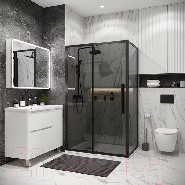 Изображение товара Душевая стенка Grossman Cosmo 80x195 / 200.K33.02.80.21.10 (черный матовый/стекло тонированное)