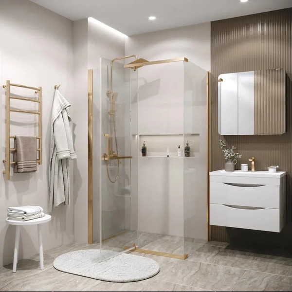 Изображение товара Душевая стенка Grossman Pragma 90x195 / 200.K33.03.90.32.00 (золото сатин/стекло прозрачное)
