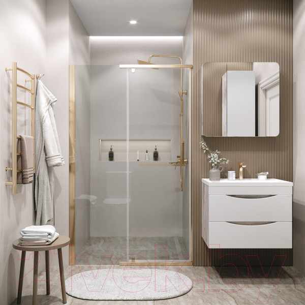 Изображение товара Душевая дверь Grossman Pragma 100x195 / 100.K33.03.100.32.00 (золото сатин/стекло прозрачное)