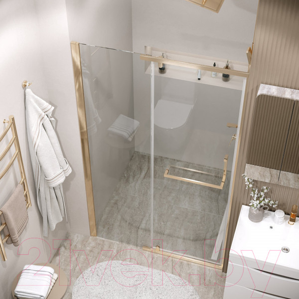 Изображение товара Душевая дверь Grossman Pragma 100x195 / 100.K33.03.100.32.00 (золото сатин/стекло прозрачное)