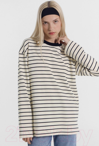 Изображение товара Лонгслив Mark Formelle 122924 (р.164/170-116-122, молочно-черная полоска)