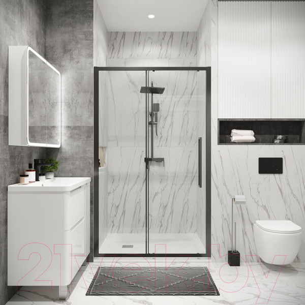 Изображение товара Душевая дверь Grossman Cosmo 110x195 / 100.K33.02.110.42.00 (графит сатин,стекло прозрачное)