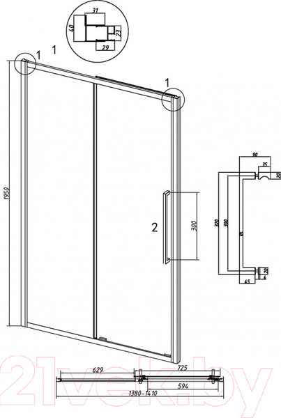 Изображение товара Душевая дверь Grossman Cosmo 140x195 / 100.K33.02.140.42.00 (графит сатин,стекло прозрачное)