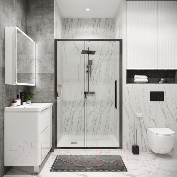 Изображение товара Душевая дверь Grossman Cosmo 140x195 / 100.K33.02.140.42.00 (графит сатин,стекло прозрачное)