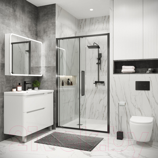 Изображение товара Душевая дверь Grossman Cosmo 140x195 / 100.K33.02.140.42.00 (графит сатин,стекло прозрачное)