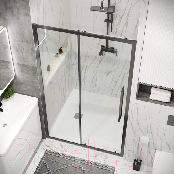 Изображение товара Душевая дверь Grossman Cosmo 140x195 / 100.K33.02.140.42.00 (графит сатин,стекло прозрачное)