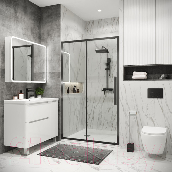 Изображение товара Душевая дверь Grossman Cosmo 140x195 / 100.K33.02.140.42.00 (графит сатин,стекло прозрачное)