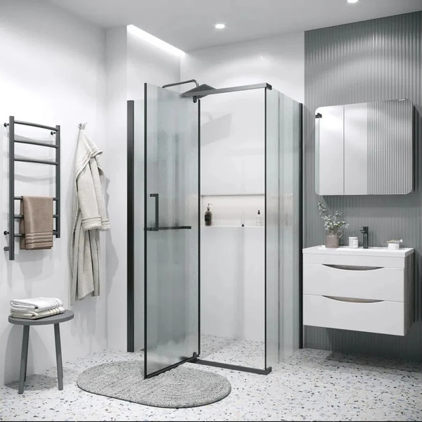 Изображение товара Душевая стенка Grossman Pragma 90x195 / 200.K33.03.90.10.02 (хром, стекло шиншилла)