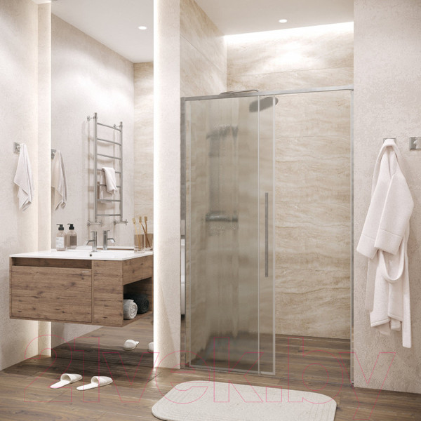 Изображение товара Душевая дверь Grossman Galaxy 100x195 / 100.K33.01.100.10.02 (хром/стекло шиншилла)