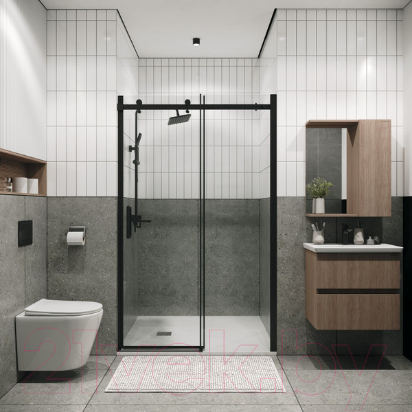 Изображение товара Душевая дверь Grossman Classic 110x195 / 100.K33.04.110.21.00 (черный матовый,стекло прозрачное)