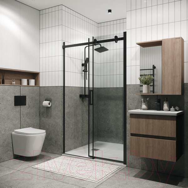 Изображение товара Душевая дверь Grossman Classic 110x195 / 100.K33.04.110.21.00 (черный матовый,стекло прозрачное)