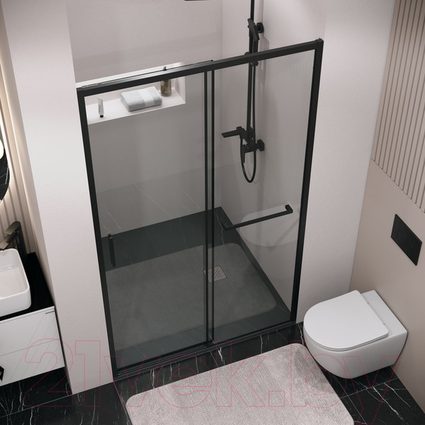 Изображение товара Душевая дверь Grossman Style 100x195 / 100.K33.05.100.21.00 (черный матовый,стекло прозрачное)