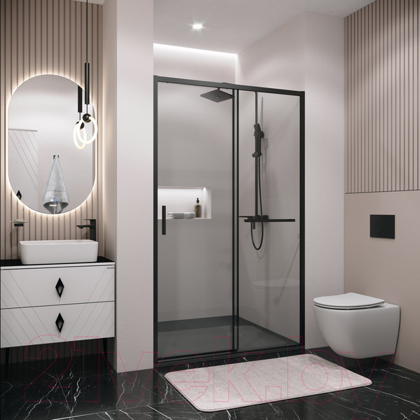 Изображение товара Душевая дверь Grossman Style 100x195 / 100.K33.05.100.21.00 (черный матовый,стекло прозрачное)