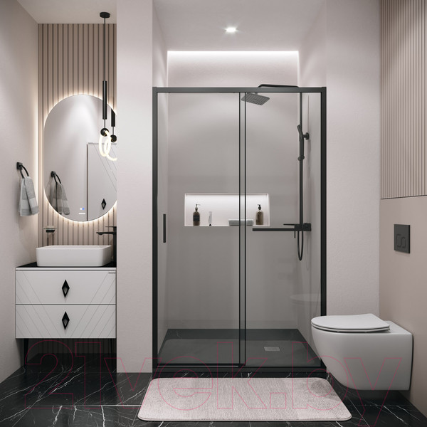 Изображение товара Душевая дверь Grossman Style 130x195 / 100.K33.05.130.21.00 (черный матовый,стекло прозрачное)