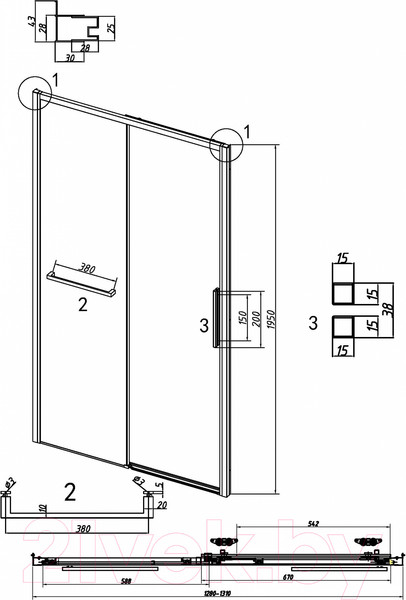 Изображение товара Душевая дверь Grossman Style 130x195 / 100.K33.05.130.21.00 (черный матовый,стекло прозрачное)