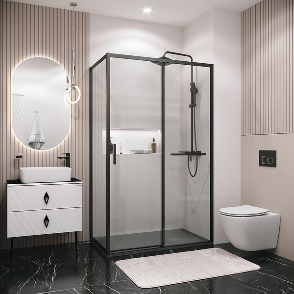 Изображение товара Душевая стенка Grossman Style 70x195 / 200.K33.05.70.21.00 (черный матовый, стекло прозрачное)