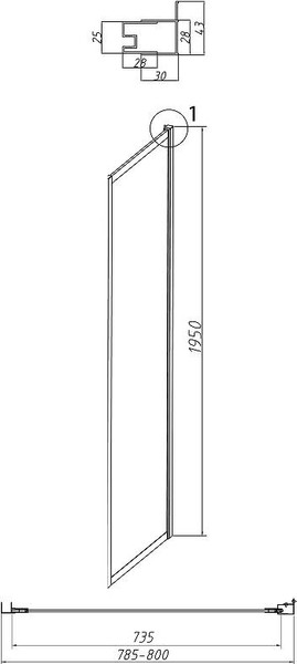 Изображение товара Душевая стенка Grossman Style 80x195 / 200.K33.05.80.21.00 (черный матовый, стекло прозрачное)