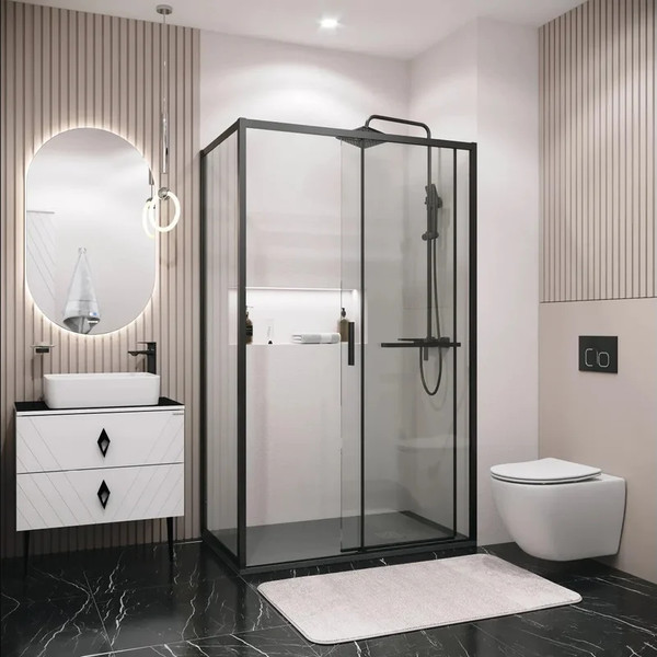 Изображение товара Душевая стенка Grossman Style 90x195 / 200.K33.05.90.21.00 (черный матовый, стекло прозрачное)