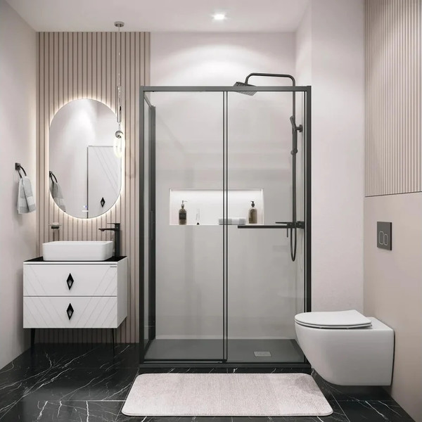 Изображение товара Душевая стенка Grossman Style 90x195 / 200.K33.05.90.21.00 (черный матовый, стекло прозрачное)