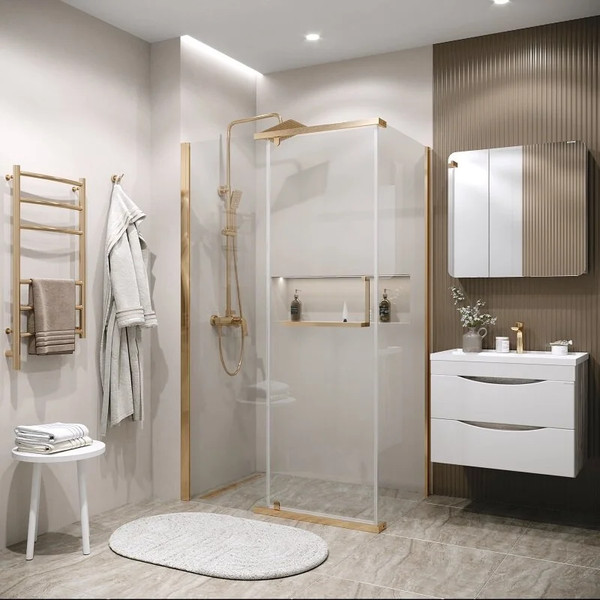 Изображение товара Душевой уголок Grossman Pragma 100x80x195 / 120.K33.03.1080.32.00 (золото сатин/стекло прозрачное)