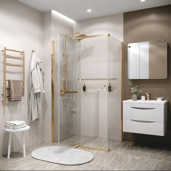 Изображение товара Душевой уголок Grossman Pragma 100x80x195 / 120.K33.03.1080.32.00 (золото сатин/стекло прозрачное)