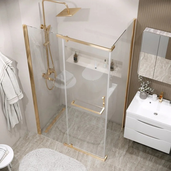Изображение товара Душевой уголок Grossman Pragma 100x90x195 / 120.K33.03.1090.32.00 (золото сатин/стекло прозрачное)