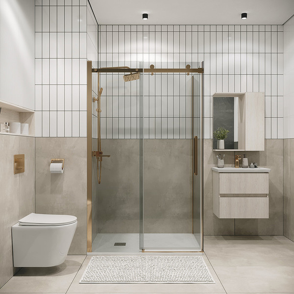 Изображение товара Душевой уголок Grossman Classic 100x80x195 / 120.K33.04.1080.32.00 (золото сатин/стекло прозрачное)