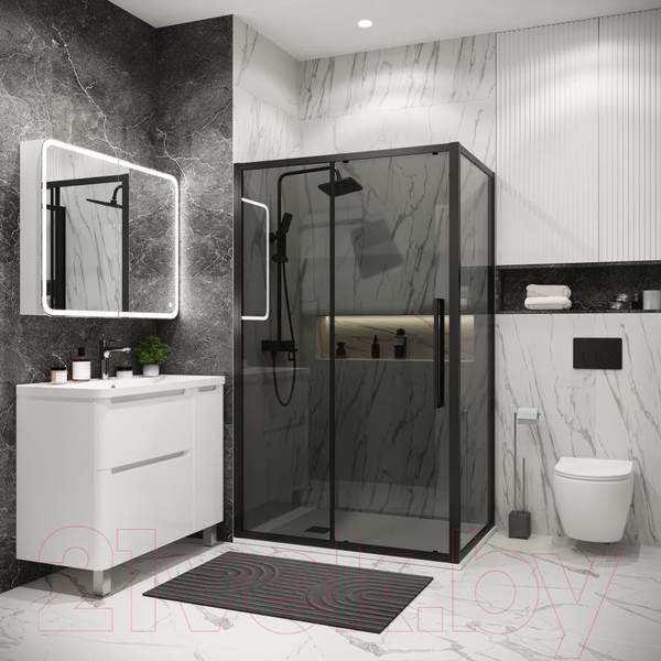 Изображение товара Душевой уголок Grossman Cosmo 100x80x195 / 120.K33.02.1080.21.10 (черный матовый/тонированно стекло)