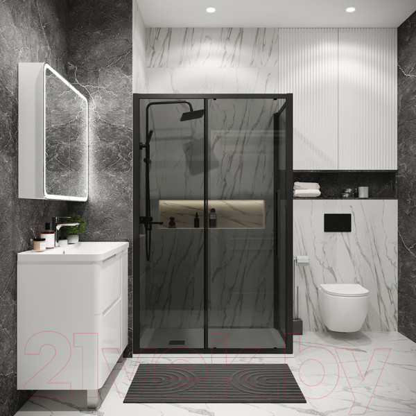 Изображение товара Душевой уголок Grossman Cosmo 100x80x195 / 120.K33.02.1080.21.10 (черный матовый/тонированно стекло)