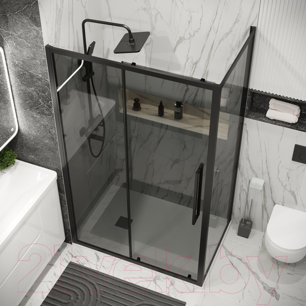 Изображение товара Душевой уголок Grossman Cosmo 100x80x195 / 120.K33.02.1080.21.10 (черный матовый/тонированно стекло)