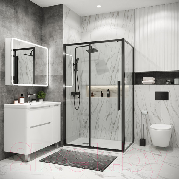 Изображение товара Душевой уголок Grossman Cosmo 110x80x195 / 120.K33.02.1180.42.00 (графит сатин/стекло прозрачное)