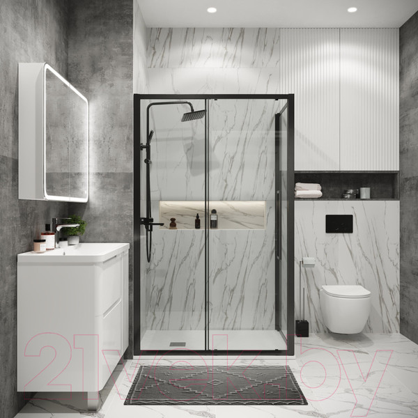 Изображение товара Душевой уголок Grossman Cosmo 110x80x195 / 120.K33.02.1180.42.00 (графит сатин/стекло прозрачное)